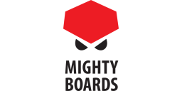 Logotipo de editorial: «Mighty Boards»